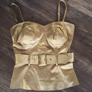 Arden B. Bustier Strapless Belted Top